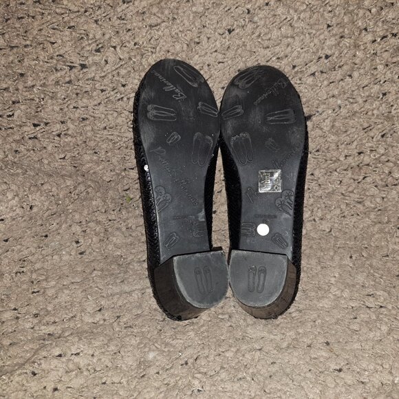 PRETTY BALLERINAS-Black Sequined-Bow-Heel 1.75" Patent Leather-Sz 37-Near Mint - Picture 8 of 8